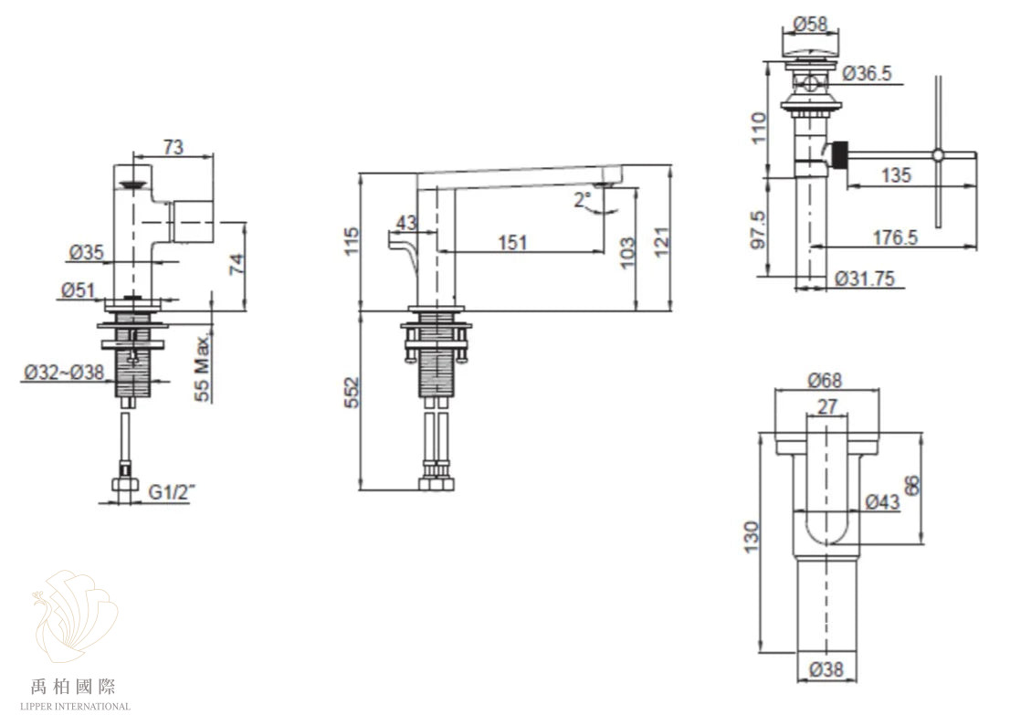 11 KOHLER Composed 臉盆龍頭 K-73050T-7-CP