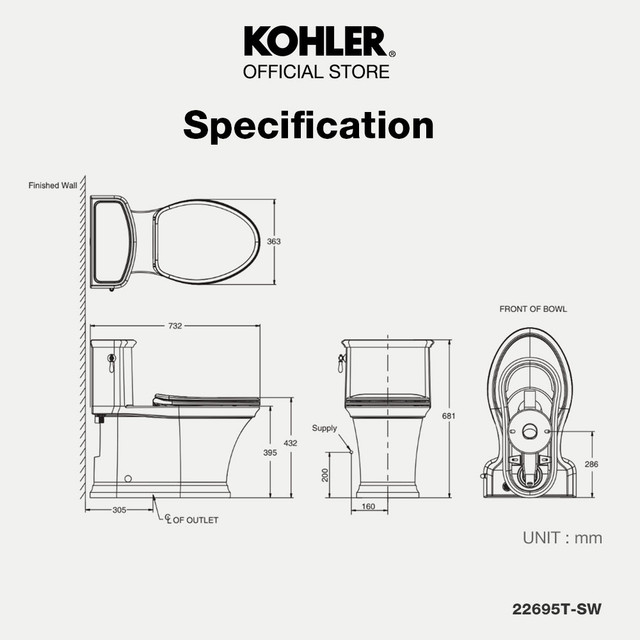 22695T-3 💖廚衛升級優惠💖KOHLER HARKEN 水漩風單體馬桶(含22697T-0馬桶蓋) K-22695T-SW-0