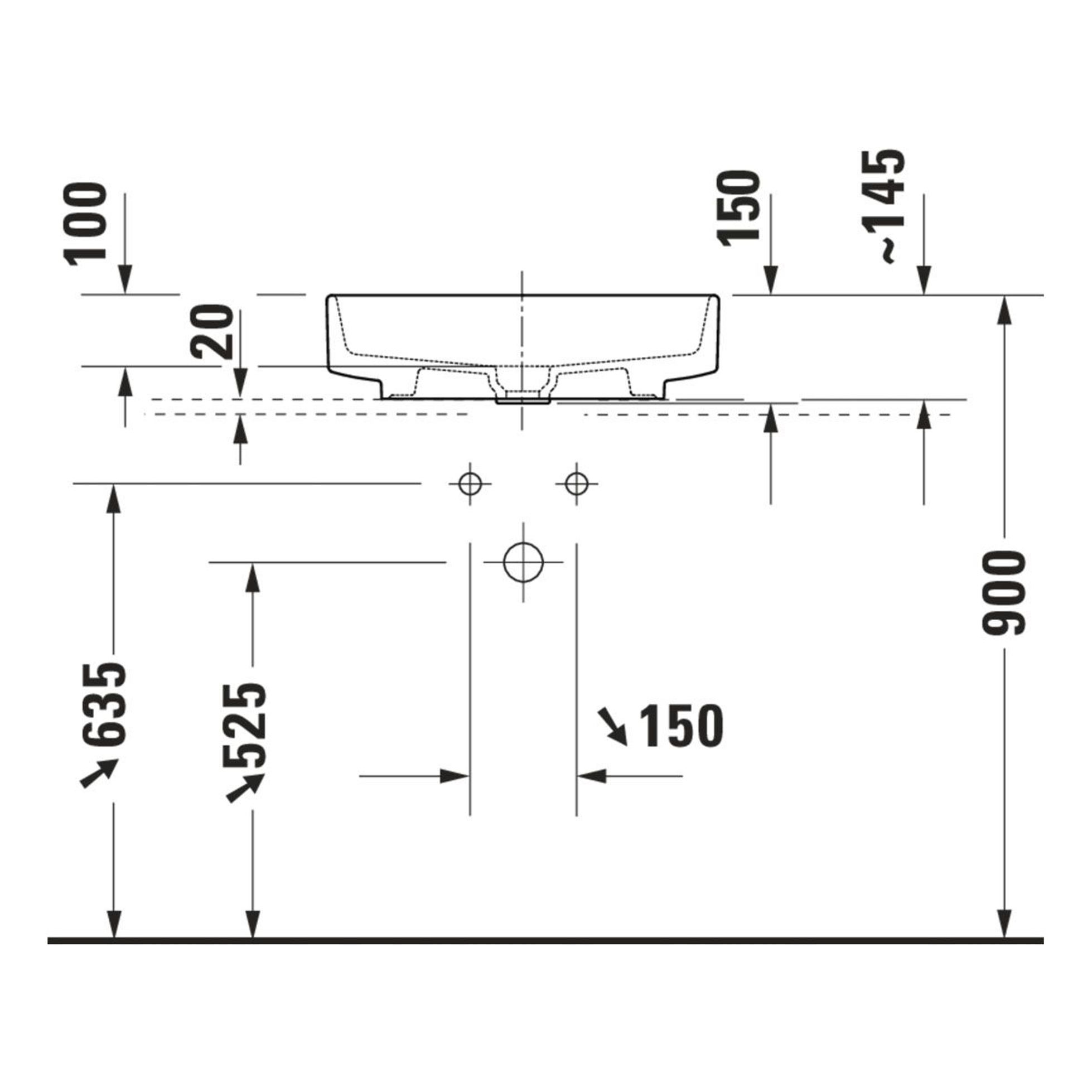 DURAVIT Balcoon系列-檯上盆，霧白色 55cm x 45cm 241055AC79