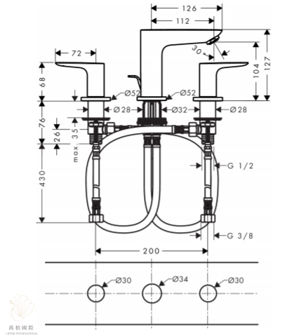 49 hansgrohe Talis E 三孔臉盆龍頭 71733-67 (同71733670)