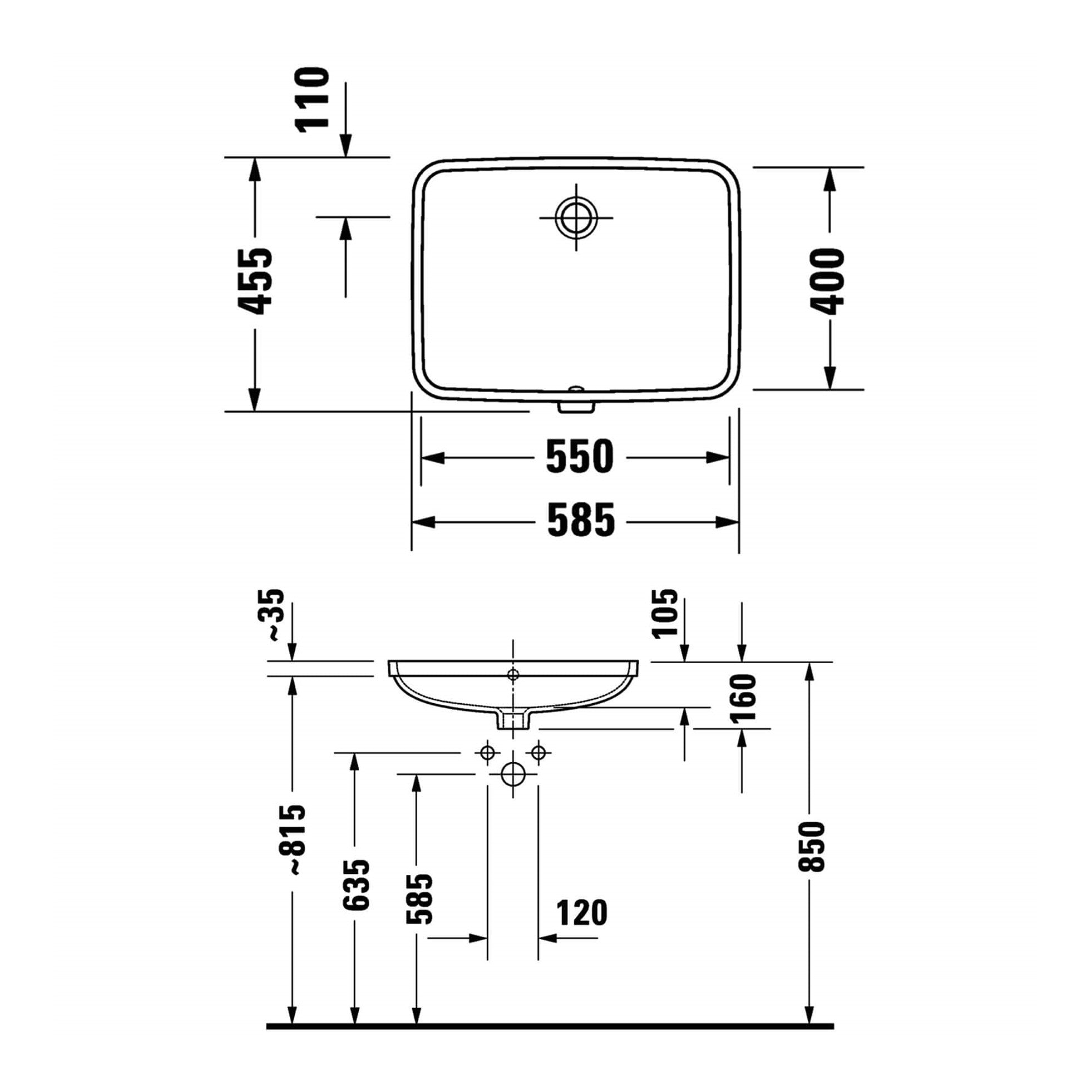 DURAVIT_DuravitNo.1_03955500282_01 DURAVIT 58.5cm 下崁盆(白) 03955500282