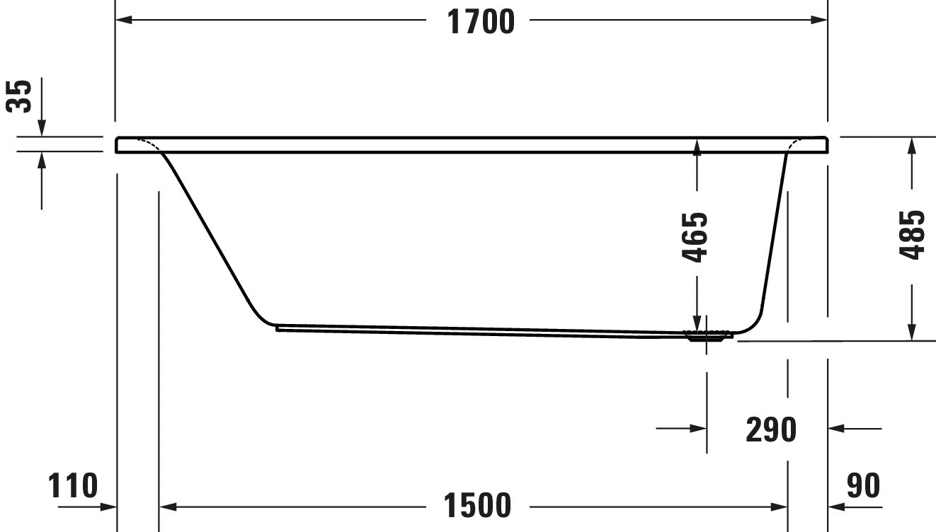 Duravit_TD_1271060_72 DURAVIT 170cm壓克力崁入缸 D-Neo 700478000000000