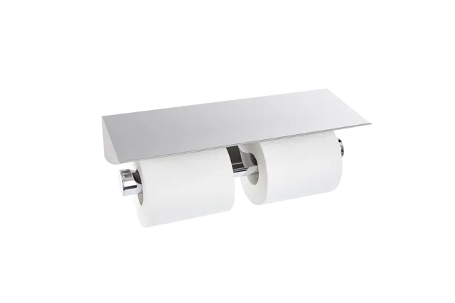 KOHLER-K-29229T-CP-滾筒衛生紙架-捲筒衛生紙架-衛生紙架 KOHLER July 雙廁紙架附置物平台(亮鉻) K-29229T-CP
