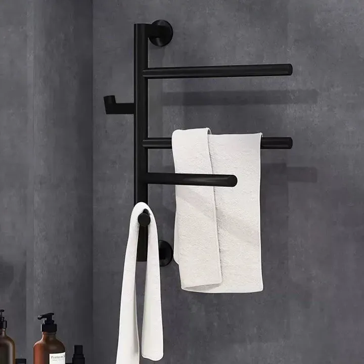 KOHLER-Underscore-29349TW-7-霧面黑小型電熱毛巾架-帶掛勾-110V-浴室毛巾烘乾架-示意圖 KOHLER Underscore 電熱毛巾架(外露式/110V) K-29349TW-7