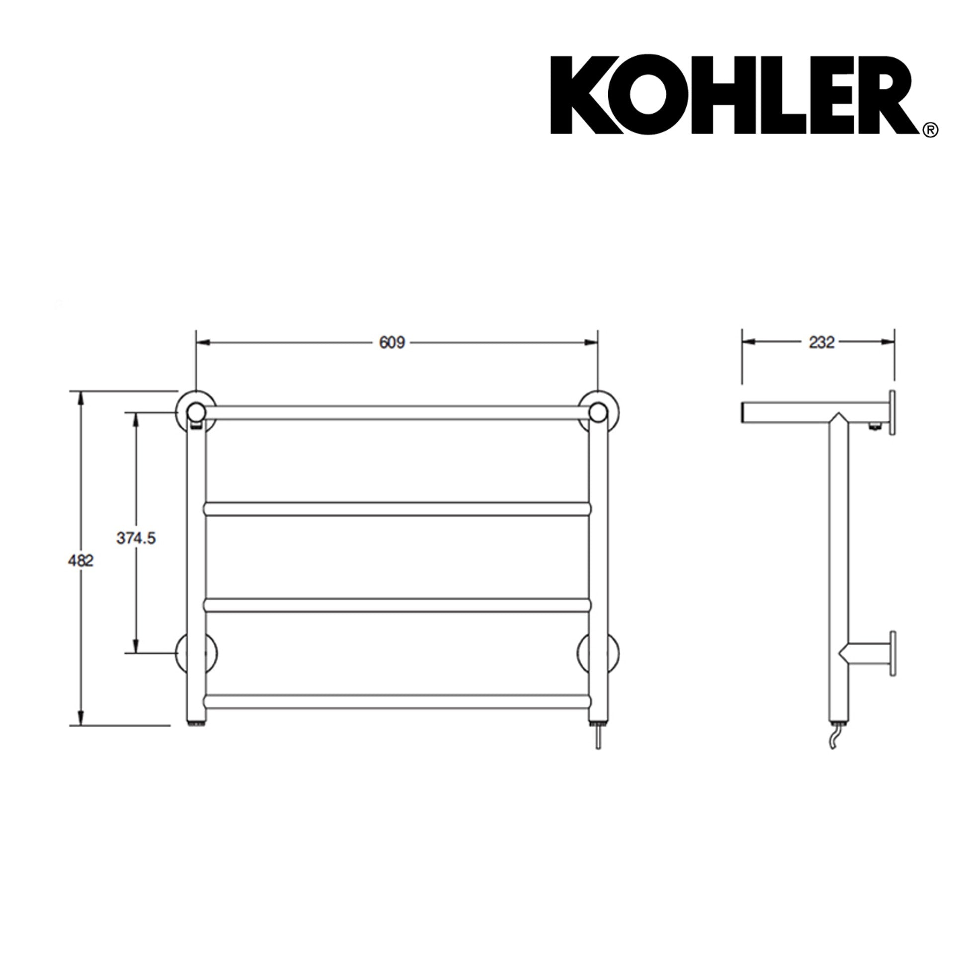 KOHLER Stillness 電熱毛巾架(鉻),220V/50-60Hz K-45130T-CP