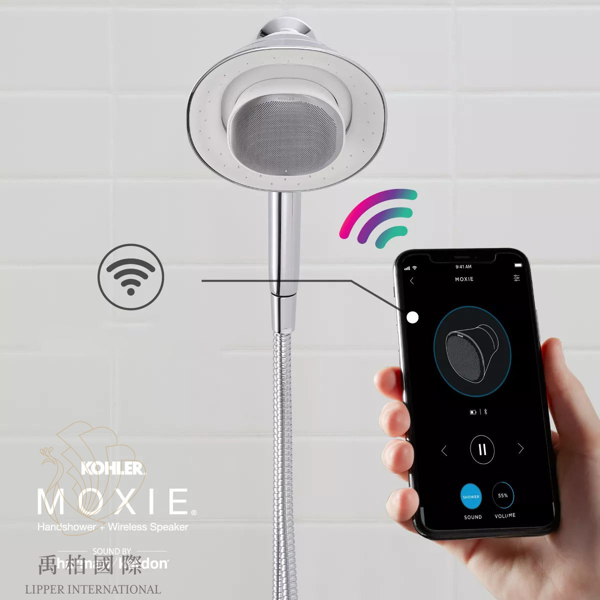 KOHLER Moxie 2.0藍芽魔音手持花灑 霧黑K-R28241T-NKE-BL